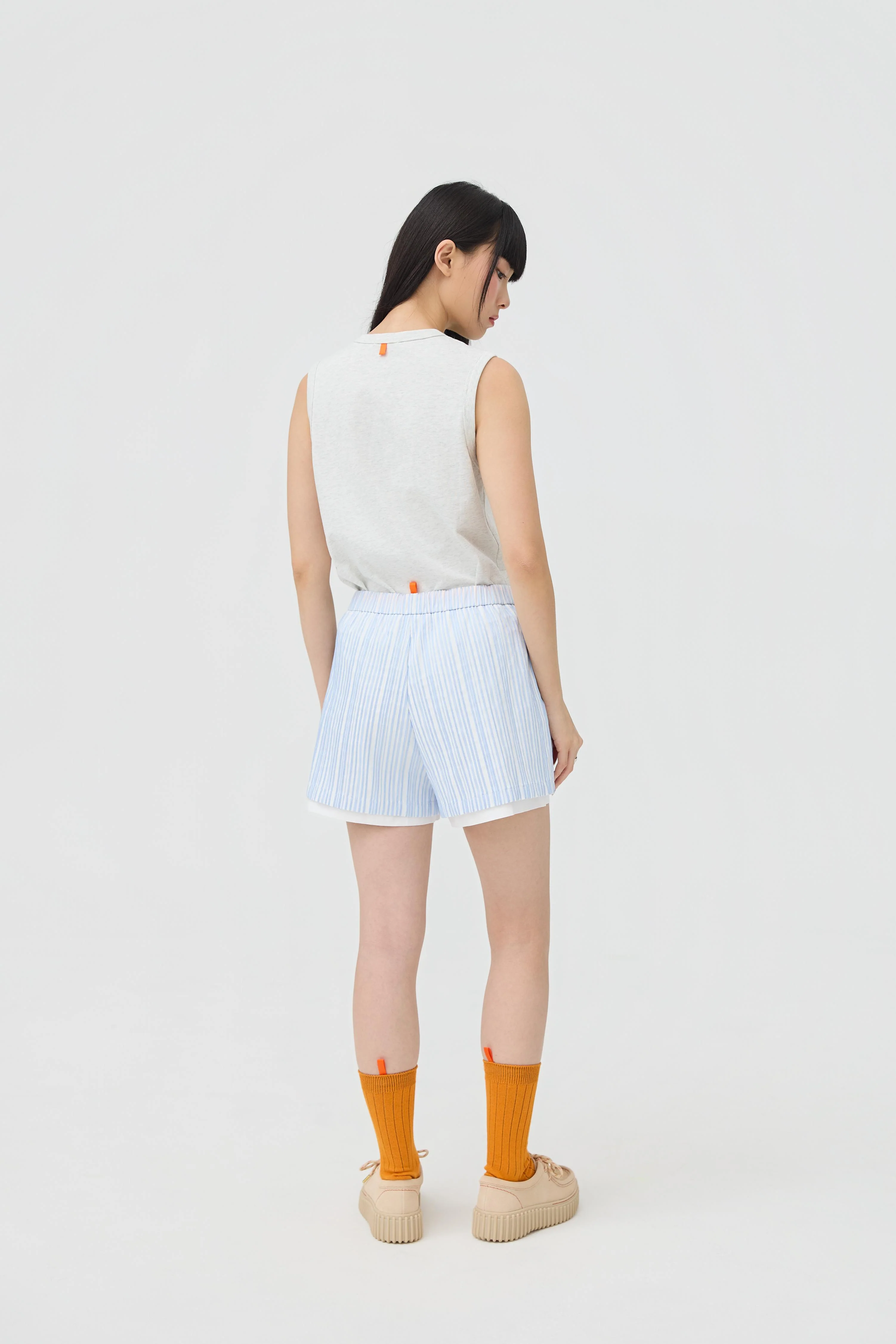 3EIGHTH | Futae Shorts In Blue Seersucker - Image 5
