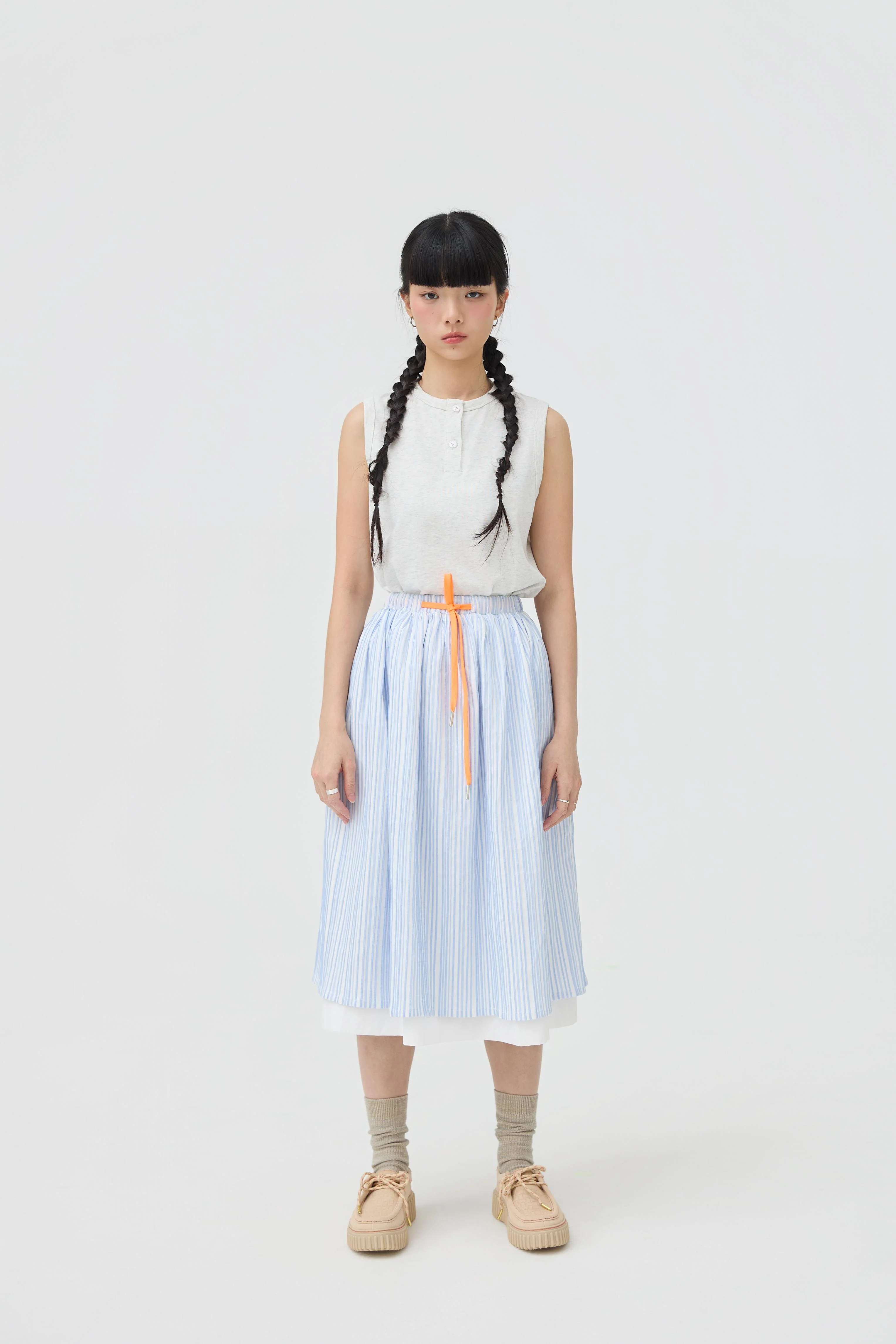 3EIGHTH | Futae Skirt In Blue Seersucker - Image 6