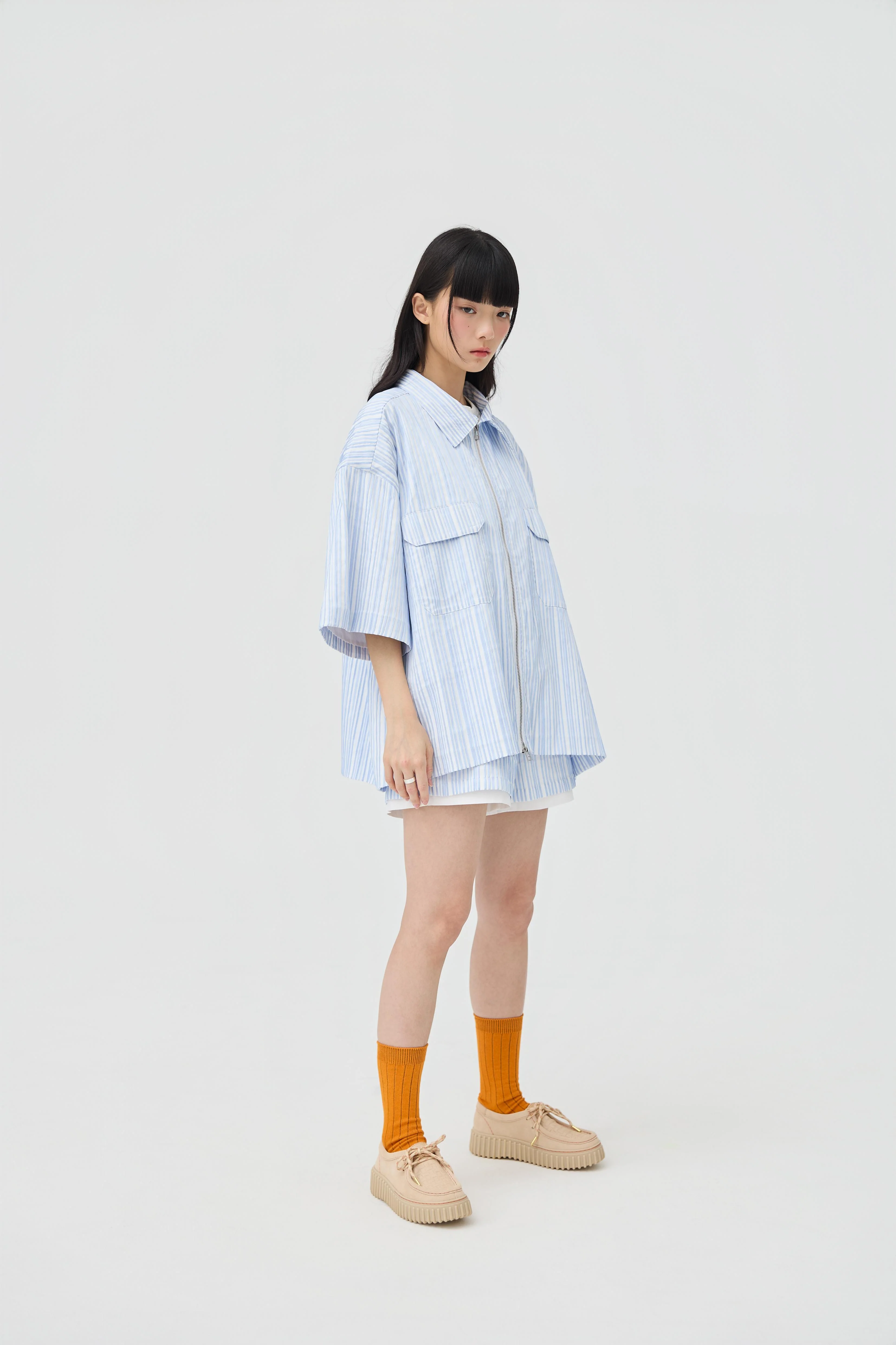 3EIGHTH | Fuwa Jacket In Blue Seersucker - Image 4