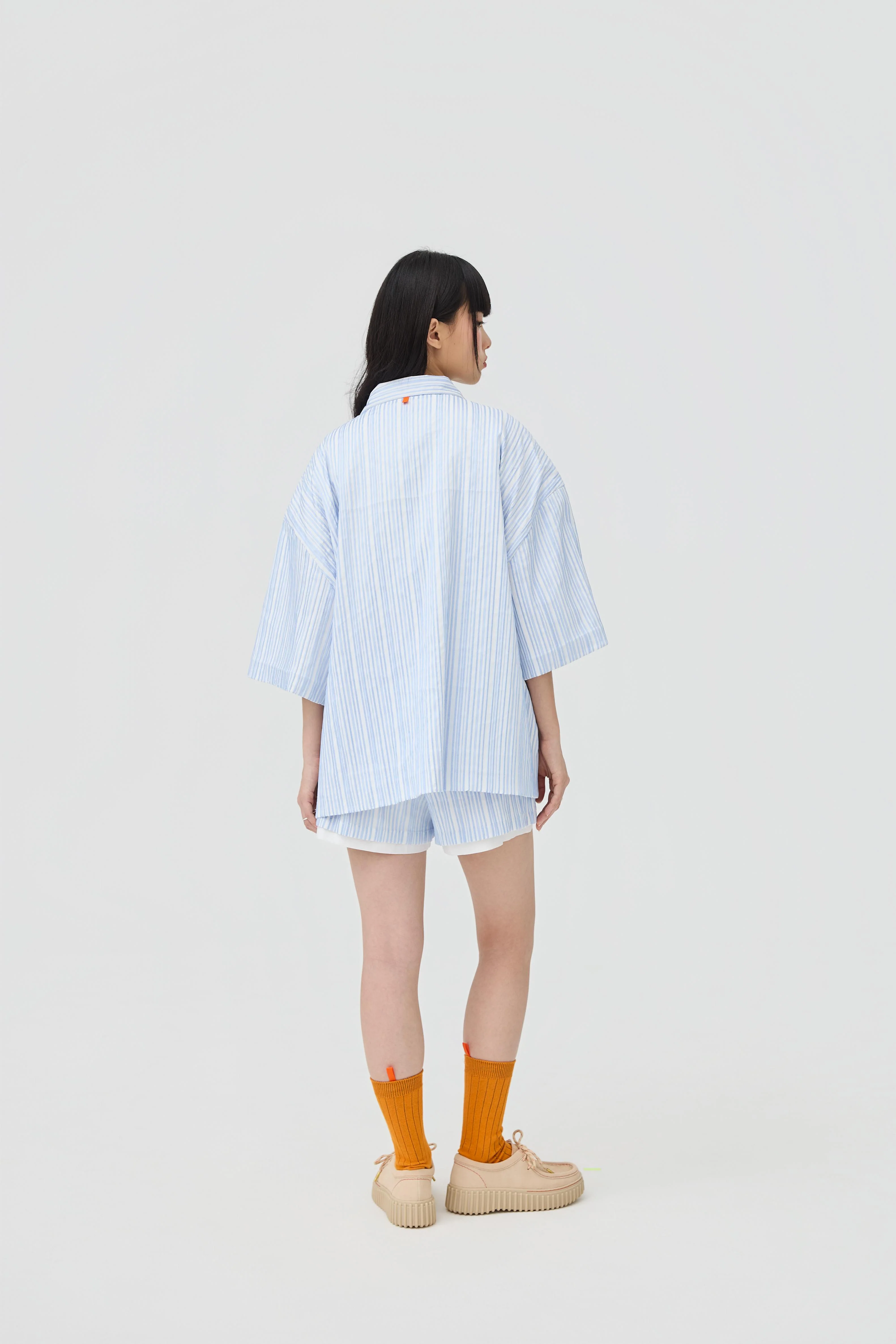3EIGHTH | Fuwa Jacket In Blue Seersucker - Image 5