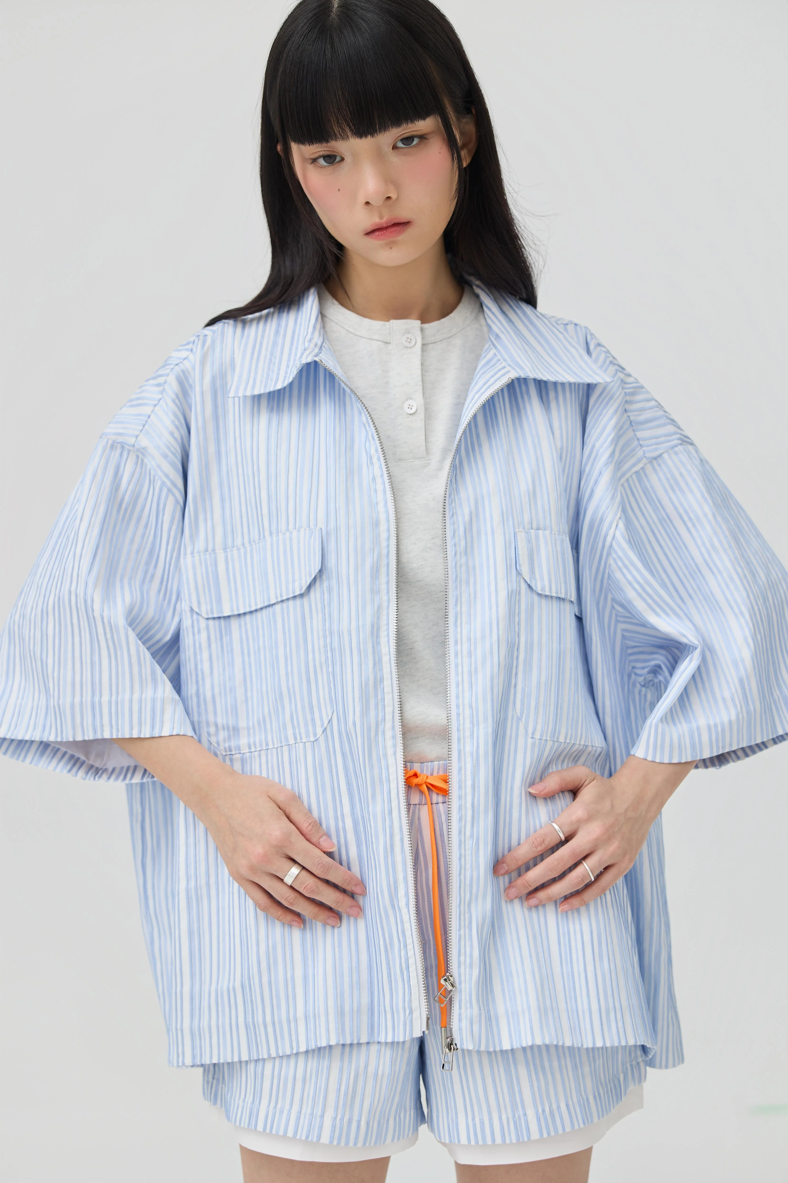 3EIGHTH | Fuwa Jacket In Blue Seersucker - Image 6