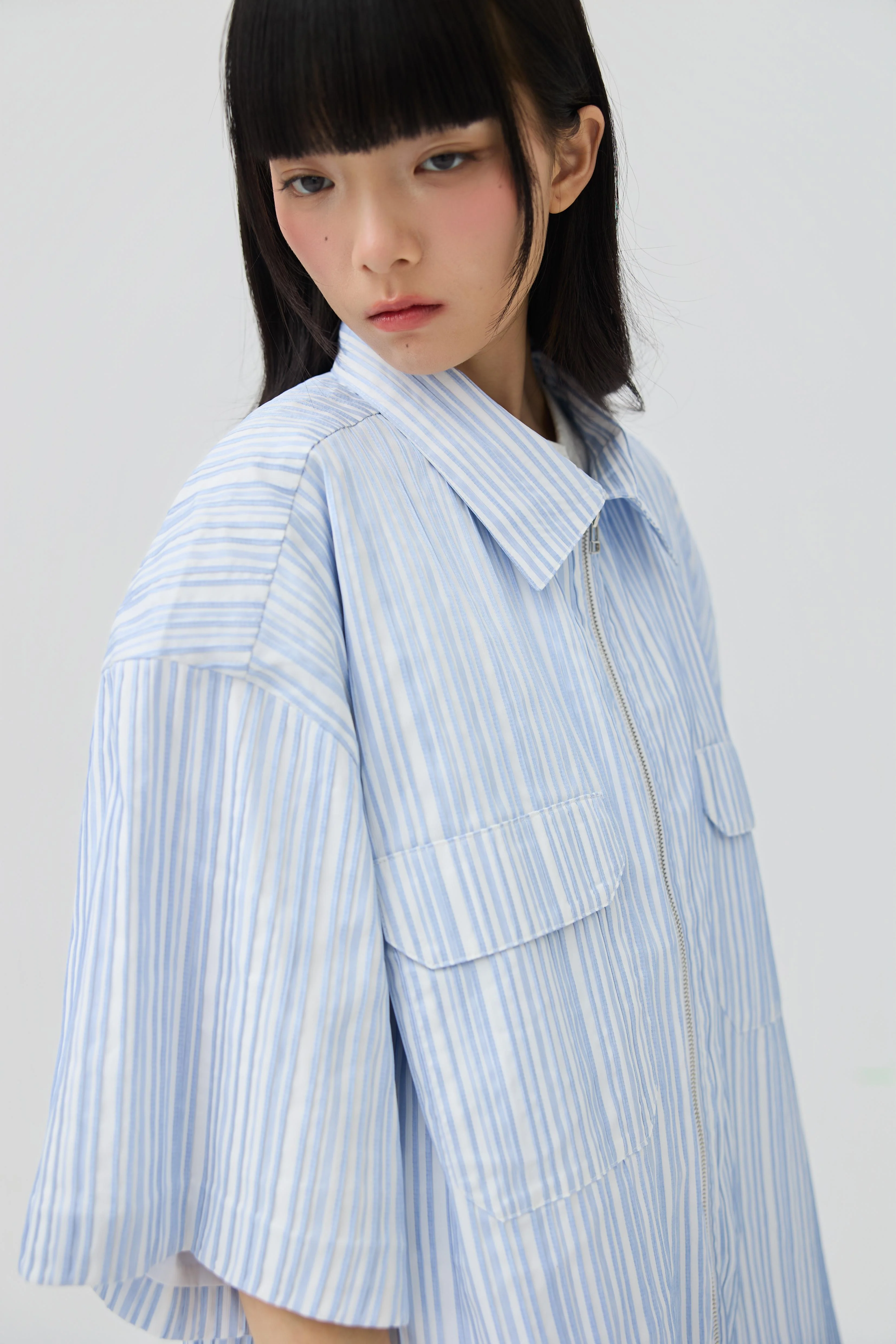 3EIGHTH | Fuwa Jacket In Blue Seersucker - Image 7