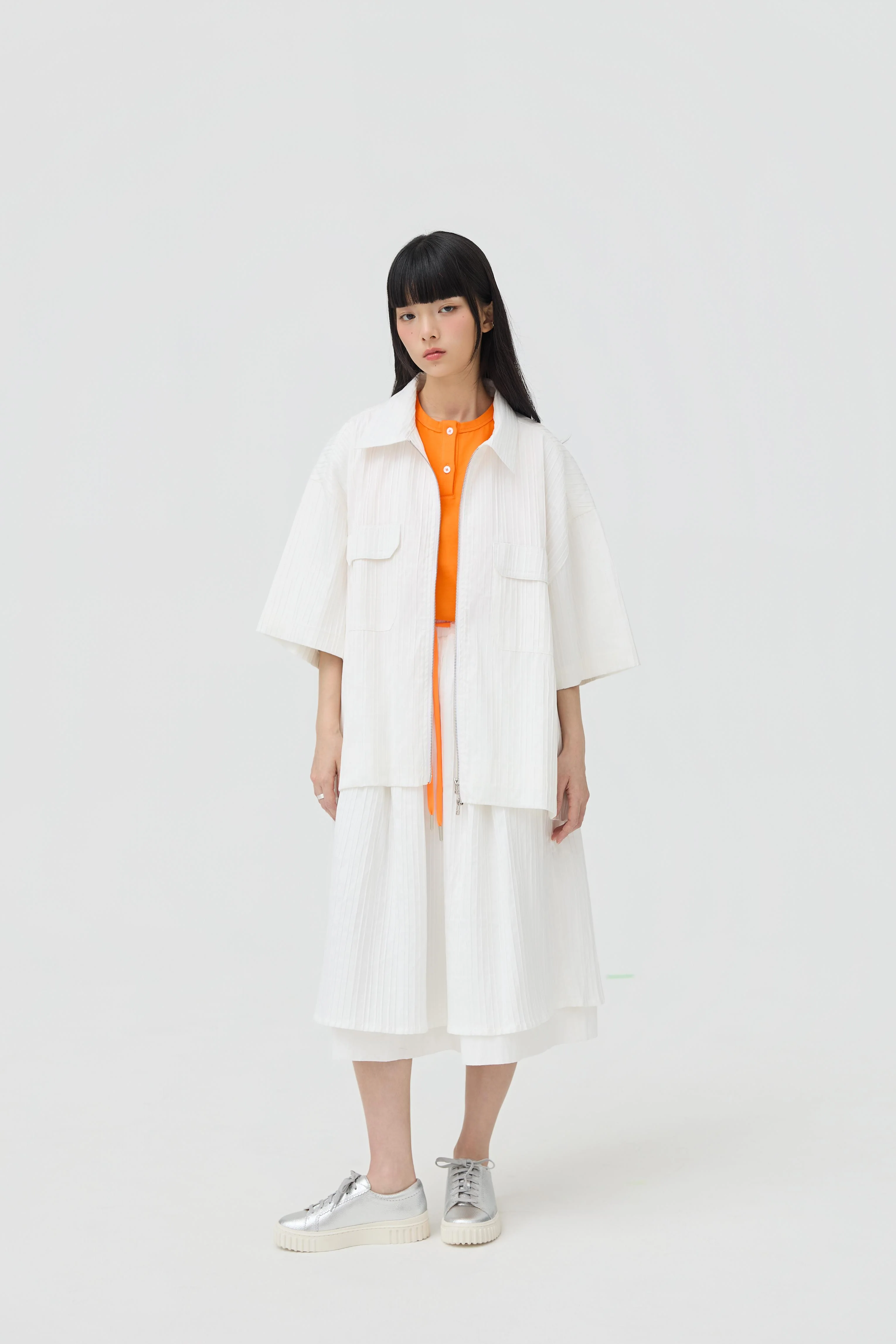 3EIGHTH | Fuwa Jacket In White Seersucker - Image 4