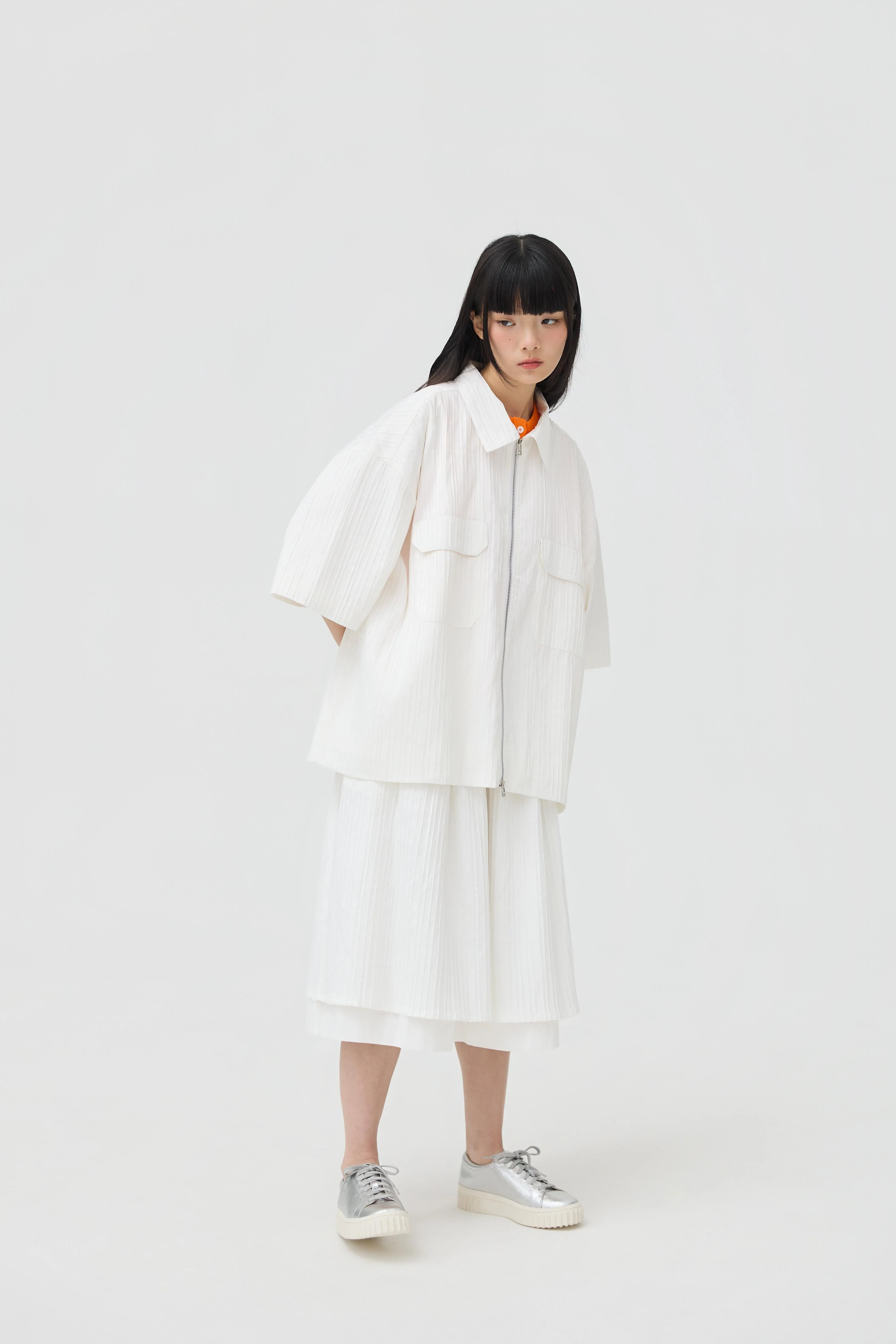 3EIGHTH | Fuwa Jacket In White Seersucker - Image 5