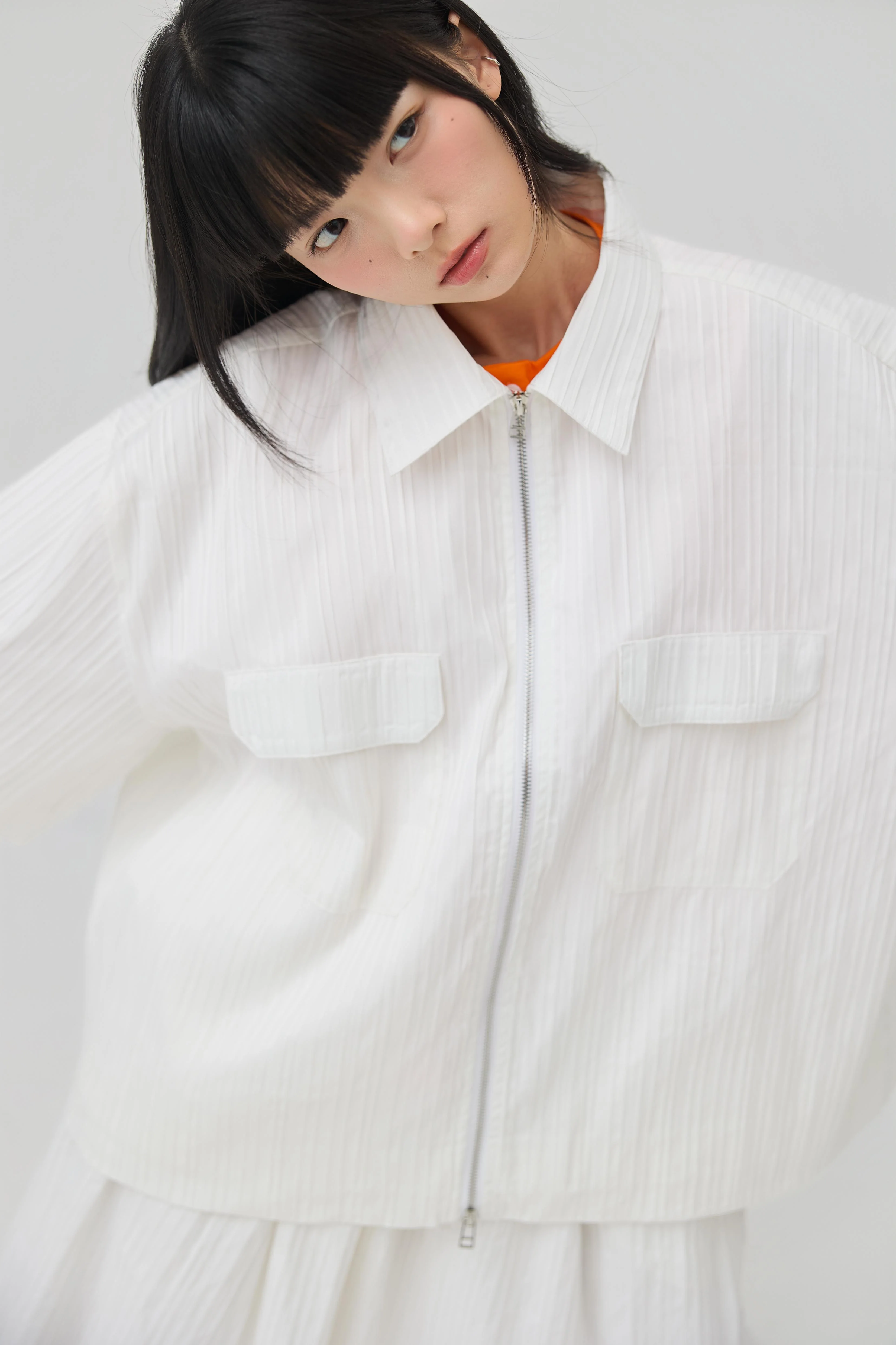 3EIGHTH | Fuwa Jacket In White Seersucker - Image 6