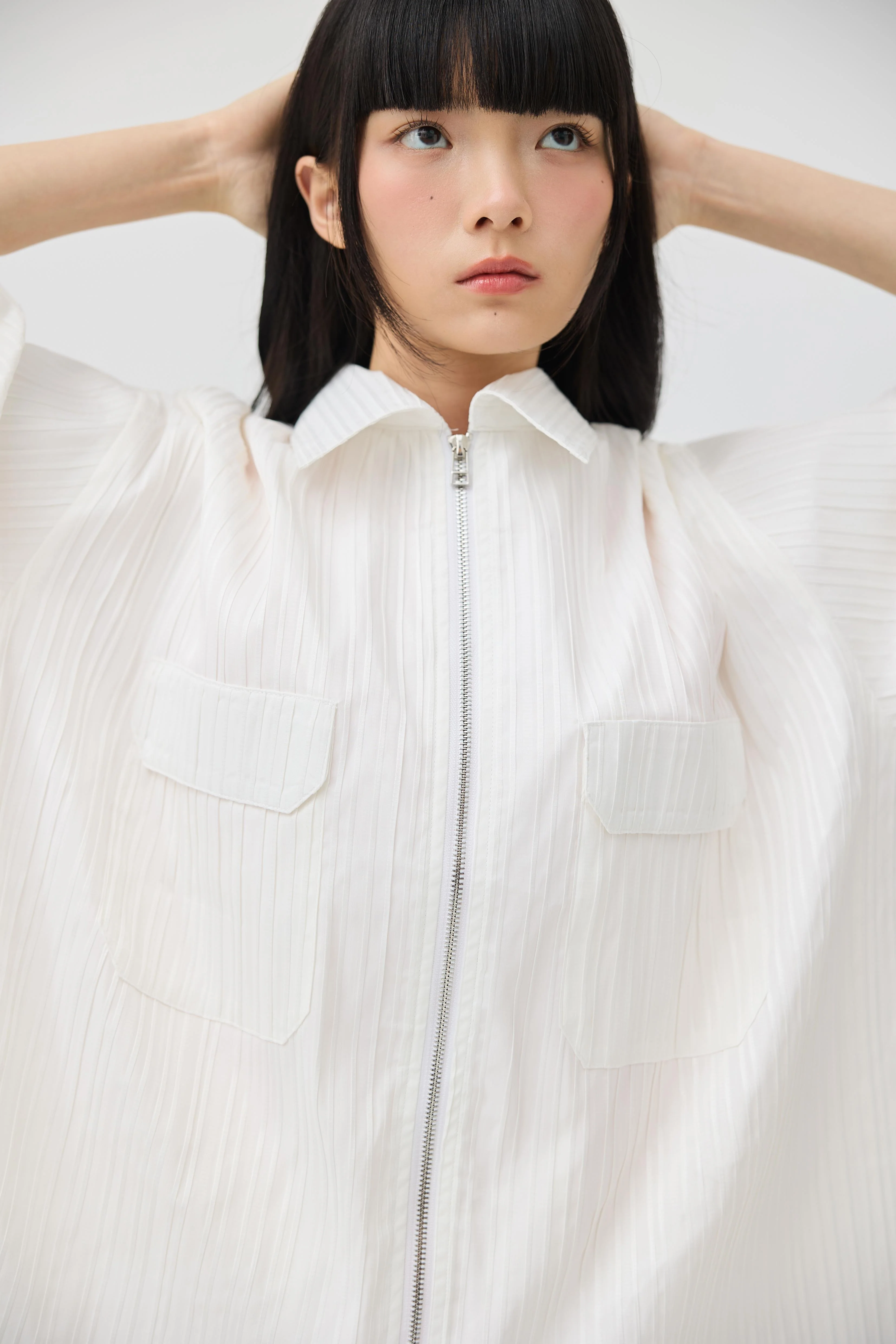 3EIGHTH | Fuwa Jacket In White Seersucker - Image 7