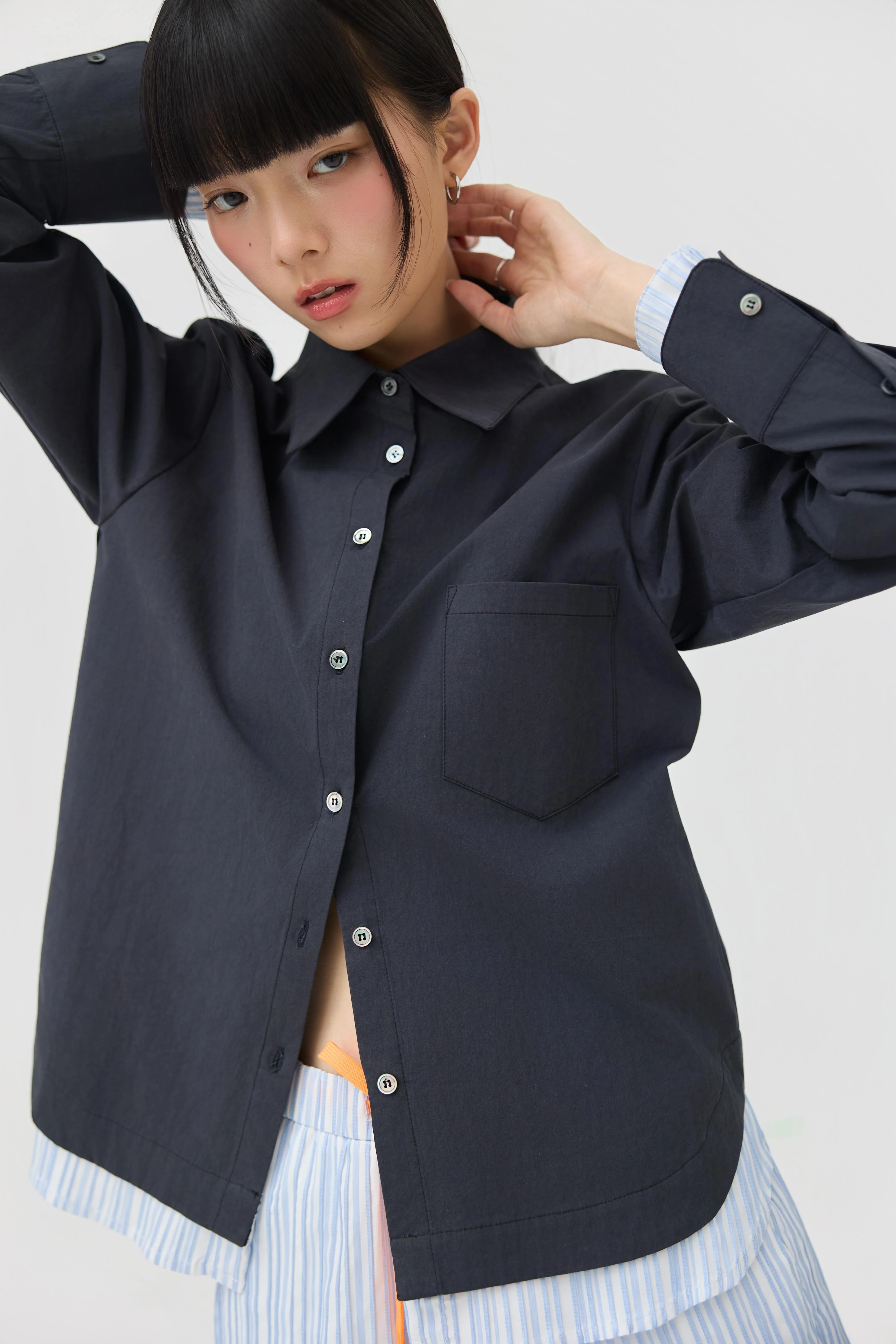 3EIGHTH | Kasane Shirt In Ink Navy - Image 6