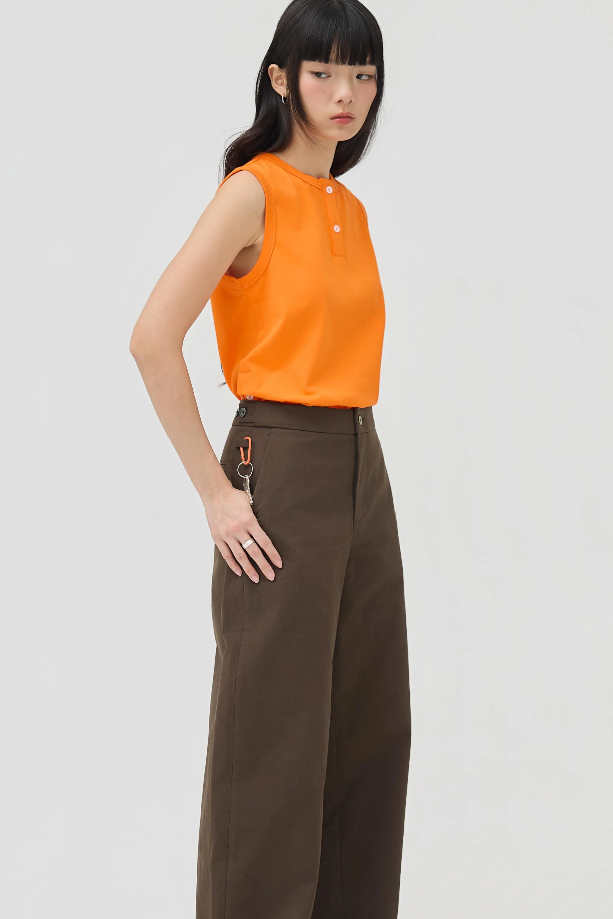 3EIGHTH | Musubi Henley Tank In Orange - Image 4