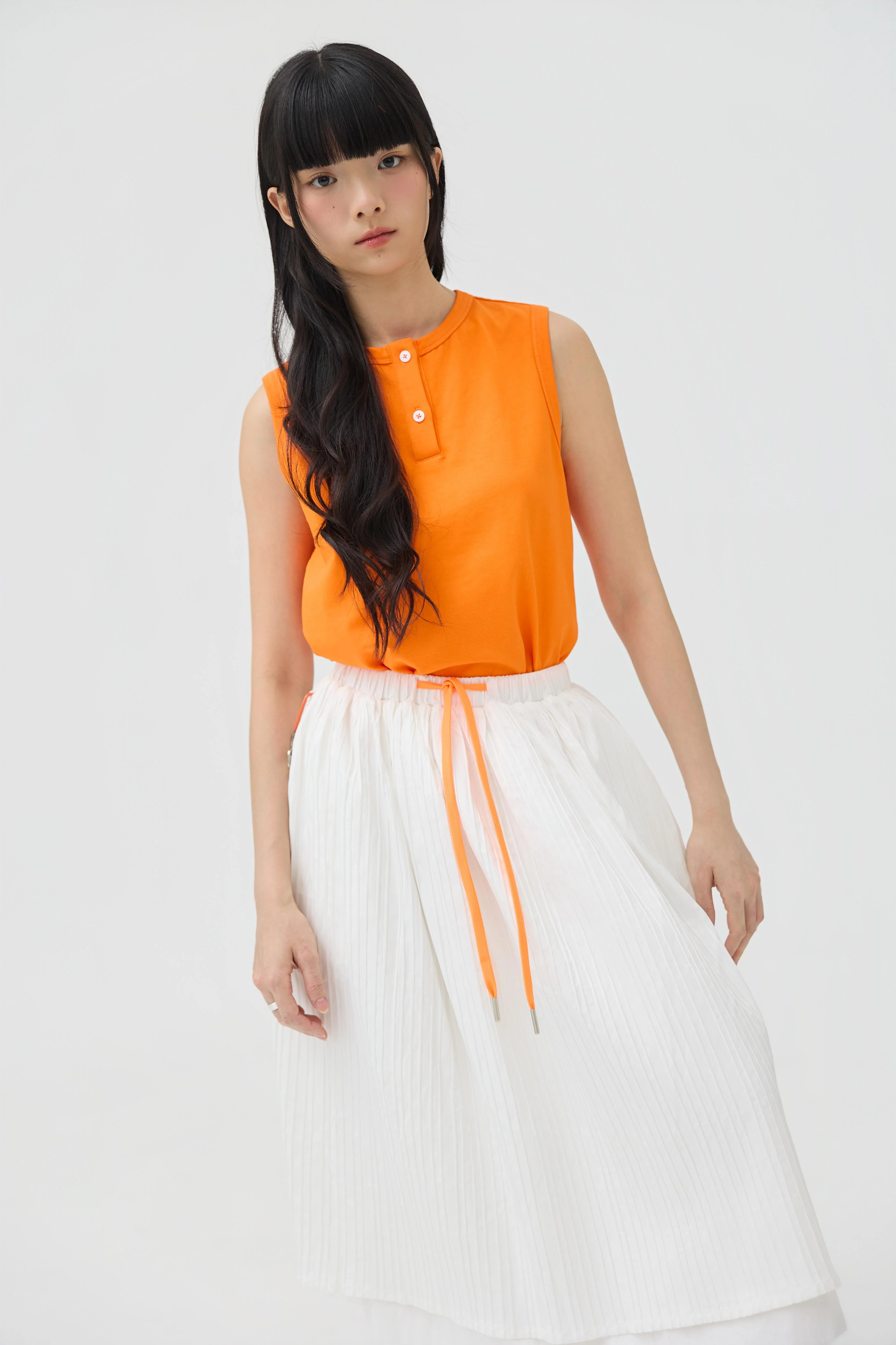 3EIGHTH | Musubi Henley Tank In Orange - Image 7