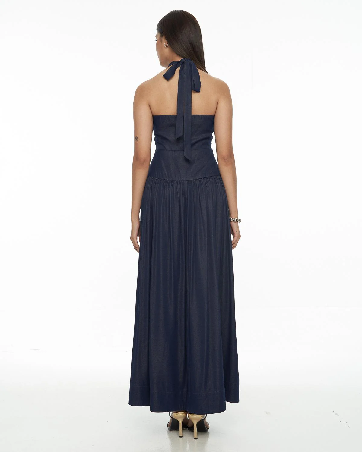 DRESSINGPAULA | Chambray Halter Maxi Dress - Image 3