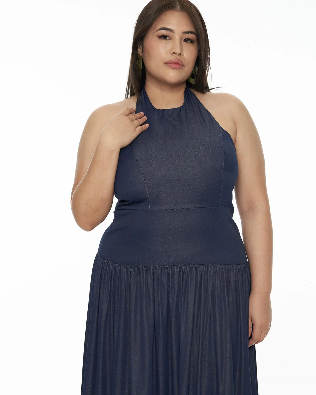 DRESSINGPAULA | Chambray Halter Maxi Dress - Image 6