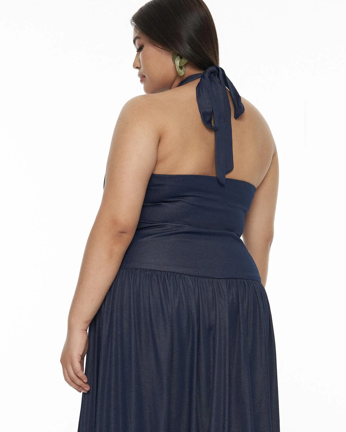 DRESSINGPAULA | Chambray Halter Maxi Dress - Image 8