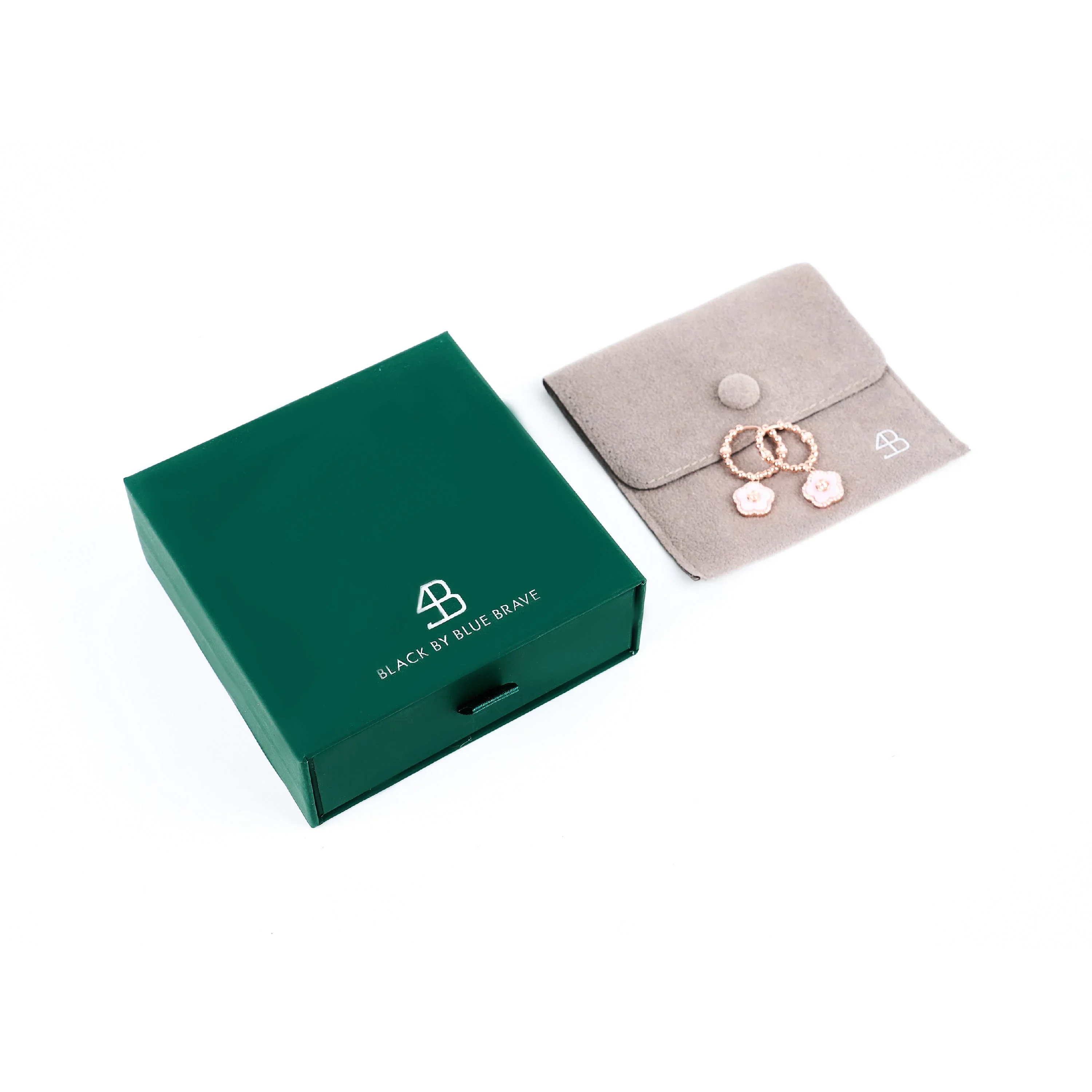 BLACK BY BLUE BRAVE | Classic Flower Earrings Brass 18k Rosegold Plating & Pink Ceramic 20+13mm - Image 5