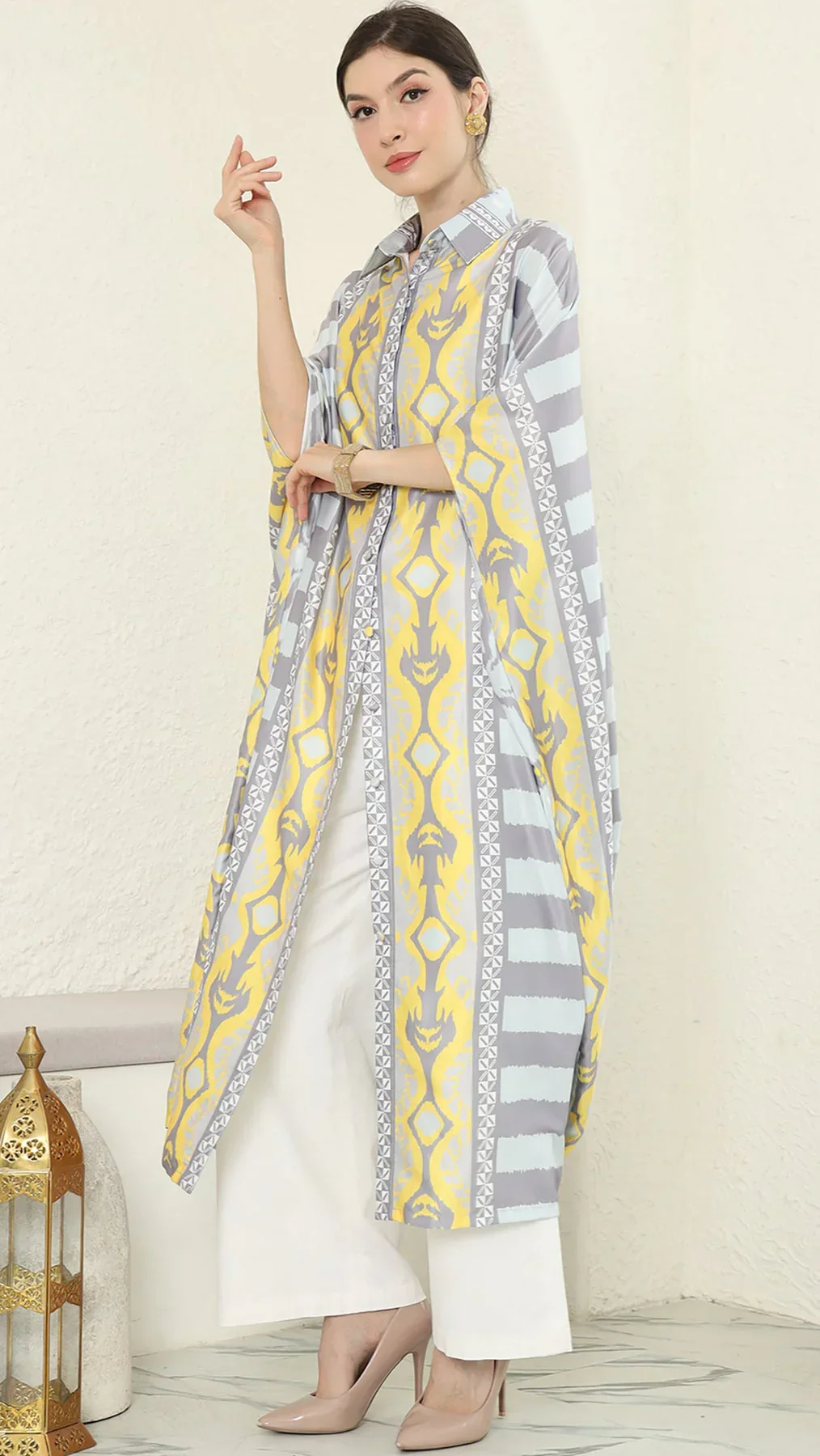 KANZI COLLECTION | Ikat Button Kaftan - Image 3