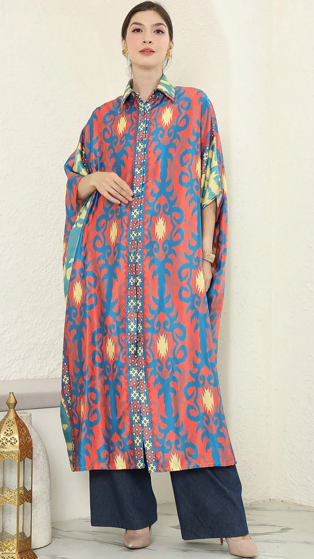 KANZI COLLECTION | Ikat Button Kaftan - Image 4