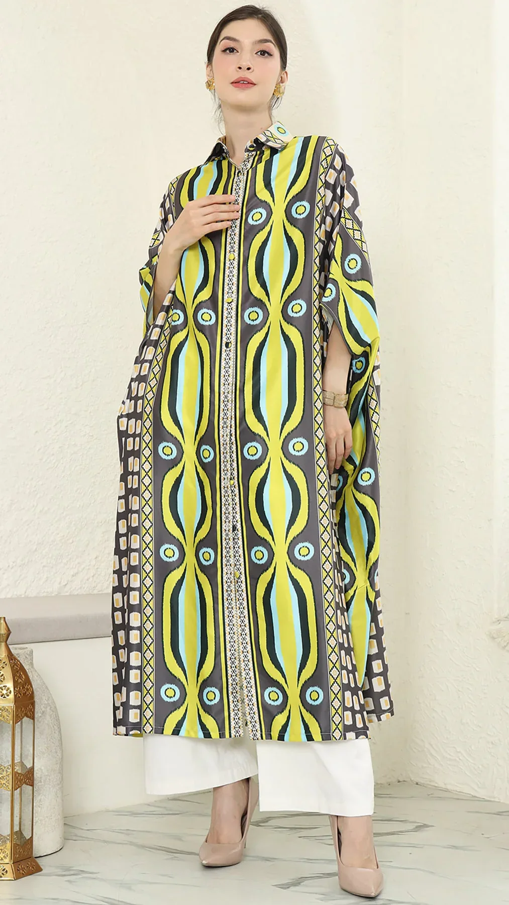 KANZI COLLECTION | Ikat Button Kaftan - Image 6