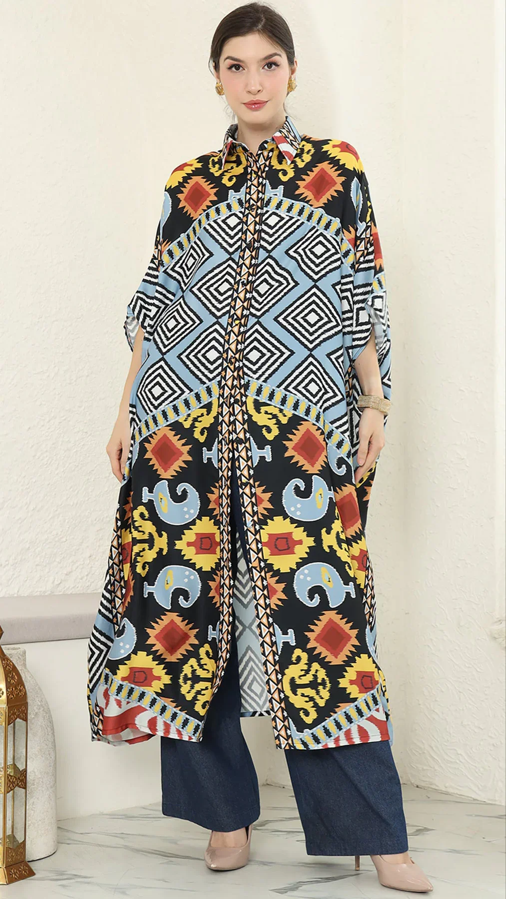 KANZI COLLECTION | Ikat Button Kaftan - Image 7